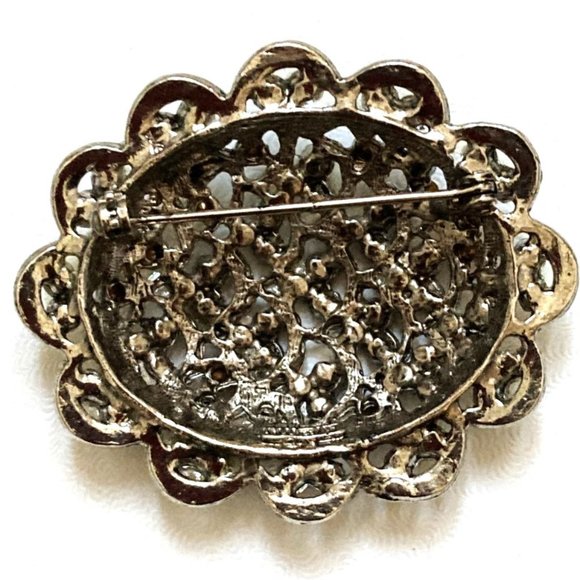 *TAKE 1/2 OFF: Peacock coloured vintage rhinestone brooch signed Hollycraft - Picture 4 of 4